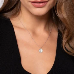 New Gabriel & Co. 925 Sterling Silver Diamond Bujukan Moon Medallion Pendant Necklace