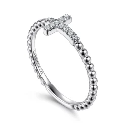 Hot Gabriel & Co. 925 Sterling Silver Diamond Cross Stackable Ring