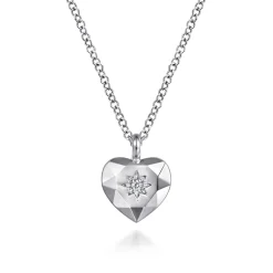 Outlet Gabriel & Co. 925 Sterling Silver Diamond Cut Heart Pendant Necklace
