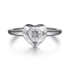 Hot Gabriel & Co. 925 Sterling Silver Diamond Cut Heart Ring