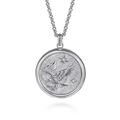 Sale Gabriel & Co. 925 Sterling Silver Diamond Eagle Medallion Pendant