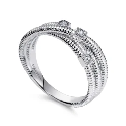 Discount Gabriel & Co. 925 Sterling Silver Diamond Station Criss Cross Ring