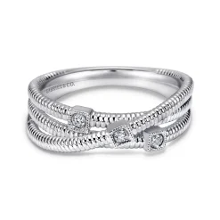 Discount Gabriel & Co. 925 Sterling Silver Diamond Station Criss Cross Ring