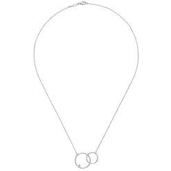 Sale Gabriel & Co. 925 Sterling Silver Double Circle Diamond Pendant Necklace