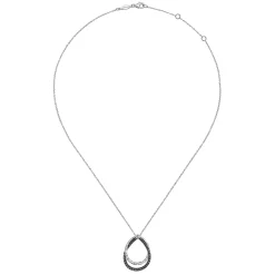 Gabriel & Co. 925 Sterling Silver Double Teardrop Black Spinel Pendant Necklace