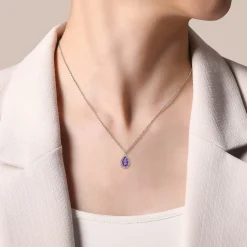 Hot Gabriel & Co. 925 Sterling Silver Faceted Amethyst Teardrop Bujukan Necklace