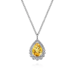 Sale Gabriel & Co. 925 Sterling Silver Faceted Citrine Teardrop Bujukan Necklace