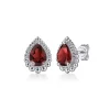 Best Gabriel & Co. 925 Sterling Silver Faceted Garnet Pear Shape Bujukan Stud Earrings