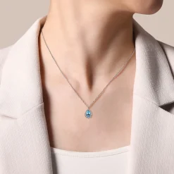 Clearance Gabriel & Co. 925 Sterling Silver Faceted Swiss Blue Topaz Teardrop Bujukan Necklace
