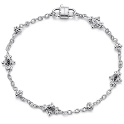Best Gabriel & Co. 925 Sterling Silver Filigree and Black Spinel Station Bracelet