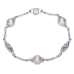 Online Gabriel & Co. Sterling Silver Filigree and Pearl Station Bracelet