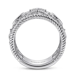 Clearance Gabriel & Co. Sterling Silver Floral Openwork White Sapphire Ring