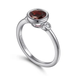 Gabriel & Co. 925 Sterling Silver Garnet and Diamond Ring