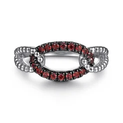New Gabriel & Co. 925 Sterling Silver Garnet Bujukan Link Ladies Ring