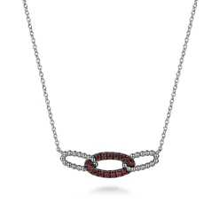 Outlet Gabriel & Co. 925 Sterling Silver Garnet Bujukan Link Bar Necklace