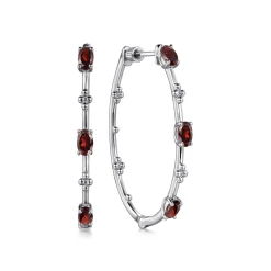 Outlet Gabriel & Co. 925 Sterling Silver Garnet Bujukan Classic 40mm Hoop Earrings