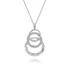 Outlet Gabriel & Co. 925 Sterling Silver Hammered Layered Circle White Sapphire Pendant Necklace