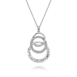 Outlet Gabriel & Co. 925 Sterling Silver Hammered Layered Circle White Sapphire Pendant Necklace