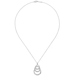 Outlet Gabriel & Co. 925 Sterling Silver Hammered Layered Circle White Sapphire Pendant Necklace