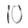 Hot Gabriel & Co. 925 Sterling Silver Hammered Twisted 35mm Black Spinel Hoop Earrings
