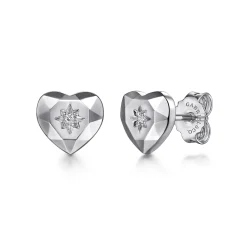 Online Gabriel & Co. 925 Sterling Silver Heart Diamond Cut Stud Earrings