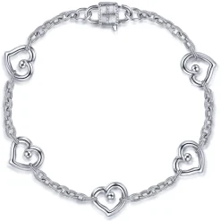 Discount Gabriel & Co. 925 Sterling Silver Heart Station Chain Bracelet