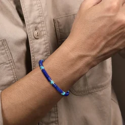 Online Gabriel & Co. 925 Sterling Silver Lapis and Turquoise Cylinder Beaded Bracelet