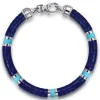 Gabriel & Co. 925 Sterling Silver Lapis and Turquoise Cylinder Beaded Bracelet