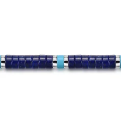 Gabriel & Co. 925 Sterling Silver Lapis and Turquoise Cylinder Beaded Bracelet