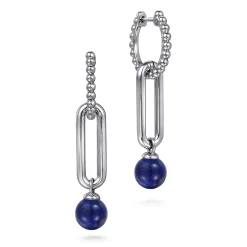 Gabriel & Co. 925 Sterling Silver Lapis Bujukan Huggie Drop Earrings