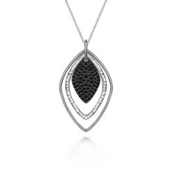 Hot Gabriel & Co. 925 Sterling Silver Layered Black Spinel Cluster Necklace