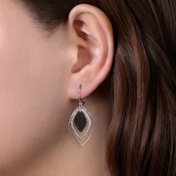 Best Gabriel & Co. Sterling Silver Layered Black Spinel Cluster Earrings