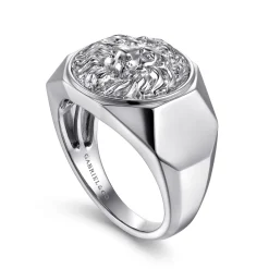 Best Gabriel & Co. 925 Sterling Silver Lion Head Ring in High Polished Finish