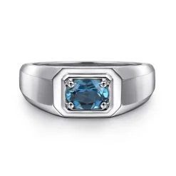 Best Gabriel & Co. 925 Sterling Silver London Blue Topaz Mens Ring
