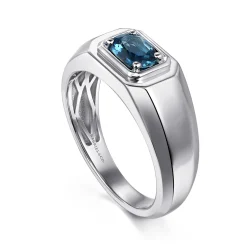 Best Gabriel & Co. 925 Sterling Silver London Blue Topaz Mens Ring