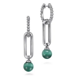 Hot Gabriel & Co. 925 Sterling Silver Malachite Bujukan Huggie Drop Earrings