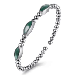 Clearance Gabriel & Co. 925 Sterling Silver Malachite Station Bujukan Split Bangle Bracelet
