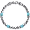 Online Gabriel & Co. 925 Sterling Silver 6mm ball and Turquoise Cylinder Beaded Bracelet