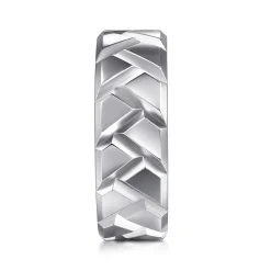 Online Gabriel & Co. 925 Sterling Silver 8mm Herringbone Mens Ring in High Polish