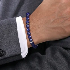 Hot Gabriel & Co. 925 Sterling Silver 8mm Lapis Beaded Bracelet