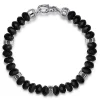 Outlet Gabriel & Co. 925 Sterling Silver 8mm Matte Faceted Flat Round Onyx Beaded Bracelet