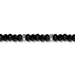 Outlet Gabriel & Co. 925 Sterling Silver 8mm Matte Faceted Flat Round Onyx Beaded Bracelet