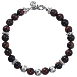 Best Gabriel & Co. 925 Sterling Silver 8mm Tiger Eye Faceted Bead Bracelet