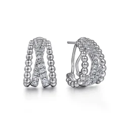 Best Gabriel & Co. 925 Sterling Silver 15mm White Sapphire Bujukan Huggie Earrings