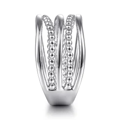 Sale Gabriel & Co. 925 Sterling Silver Multi Row Bujukan Bead Curved Wide Band Ring