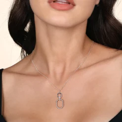Discount Gabriel & Co. 925 Sterling Silver Octagon White Sapphire Bujukan Drop Pendant Necklace