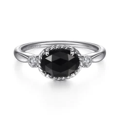 Sale Gabriel & Co. 925 Sterling Silver Onyx and Diamond Ring