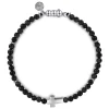 New Gabriel & Co. 925 Sterling Silver Onyx Beads Cross Bracelet