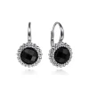 New Gabriel & Co. 925 Sterling Silver Onyx Bujukan Round Shape Leverback Earrings With Pattern