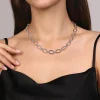 Hot Gabriel & Co. 925 Sterling Silver Oval Link Chain Necklace with Bujukan Connectors
